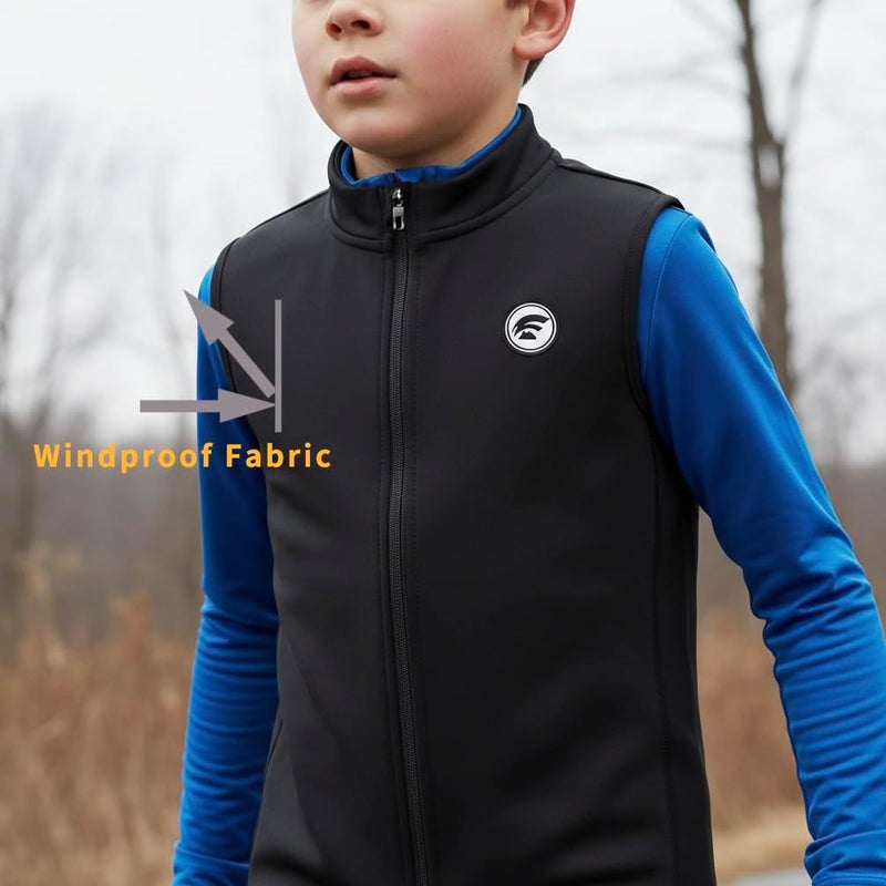 IAGUSOT Kids Softshell Vest Windproof Warm & Breathable, for Cycling, Running, Soccer, Equestrian, Golf, Outdoor Travel - Image 2